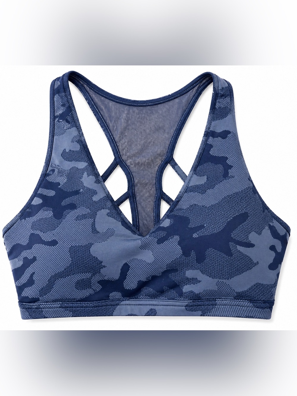 P'tula Blue Camouflage Strappy Sports Bra